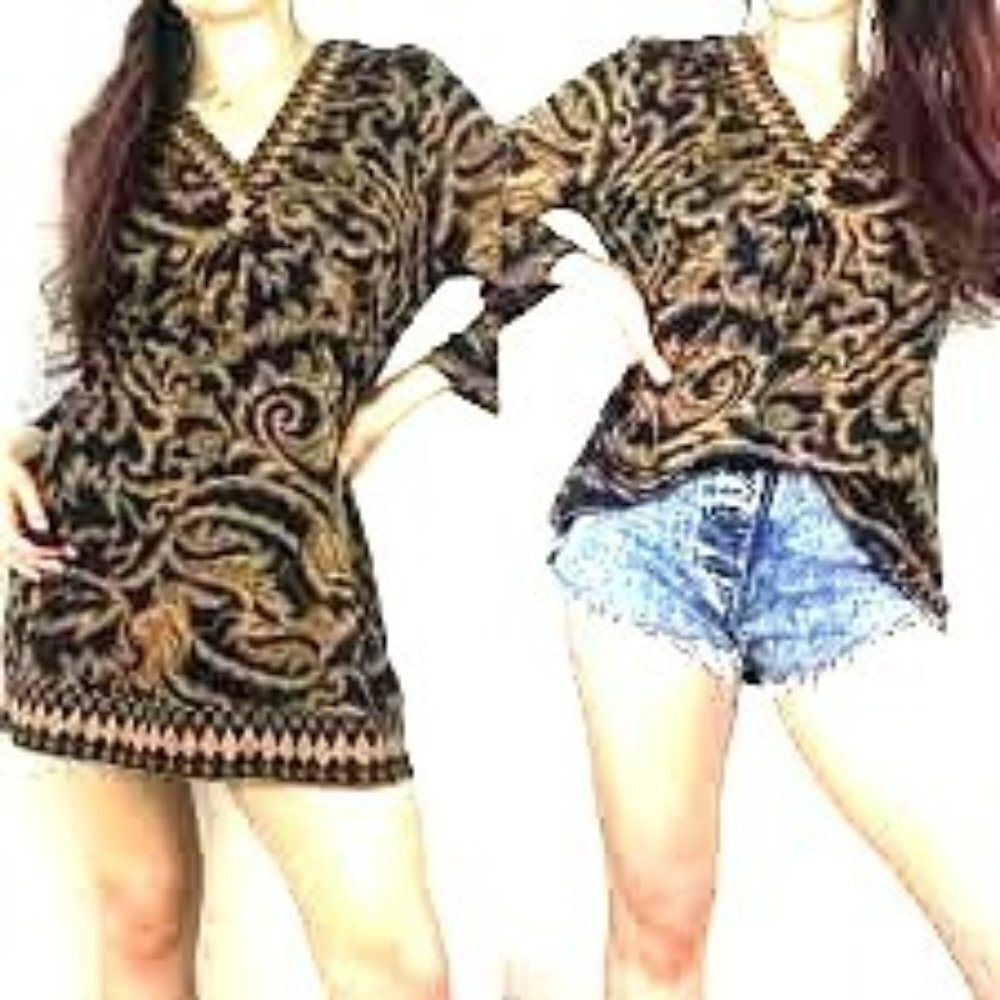 Soft Surroundings Brocade Embellished V-Neck Tunic M